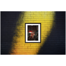 Framed Photo Print Poster "Japanese Vibes" on a black and yellow brick wall. Shows a shop wih Japanese interior design. Shot in Södermalm, Stockholm. Photography by Jacob Sellström. Printed on matte paper with wooden frame. Two sizes: 8x10, 12x16.