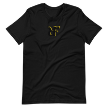 Black & yellow t-shirt with "RIF" Roast In Focus logo. Comfortable cotton. Sizes S-XL. Logo collection.