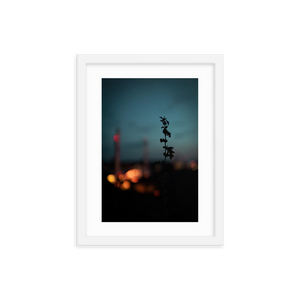 Framed Photo Print Poster "Stockholm in Bokeh". Shows a bokeh version of the city shot from a vantage point. Moody Photography by Jacob Sellström. Printed on matte paper with wooden frame. Two sizes: 8x10, 12x16.