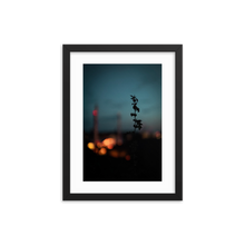 Framed Photo Print Poster "Stockholm in Bokeh". Shows a bokeh version of the city shot from a vantage point. Moody Photography by Jacob Sellström. Printed on matte paper with wooden frame. Two sizes: 8x10, 12x16.