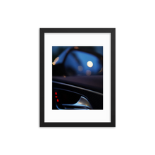 Framed Photo Print Poster "RS6 Blurr". Shows a bokeh version of the inside of a Audi RS6 door. Moody Photography by Jacob Sellström. Printed on matte paper with wooden frame. Two sizes: 8x10, 12x16.