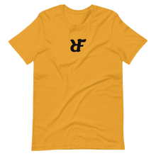 Mustard yellow t-shirt with "RIF" Roast In Focus logo. Comfortable cotton. Sizes S-XL. Logo collection.