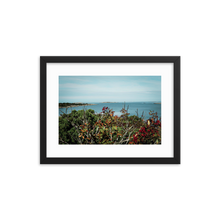 Framed Photo Print Poster "Swedish Archipelago". Shows beautiful views of the archipelago of Gothenburg, shot from a vantage point. Photography by Jacob Sellström. Printed on matte paper with wooden frame. Two sizes: 8x10, 12x16.